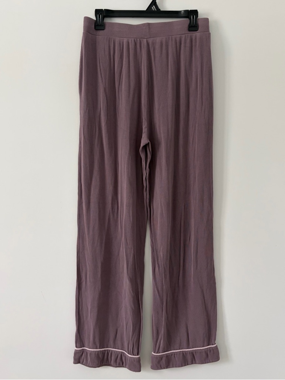 Cozy Earth Bamboo Rib Knit Wide Leg Classic Pajama Pant Loungewear Lavender M - Picture 4 of 10